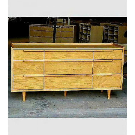 SB589 : Tủ Ngang 09 Ngăn Kéo Màu Vàng Gỗ - Ngang 172cm